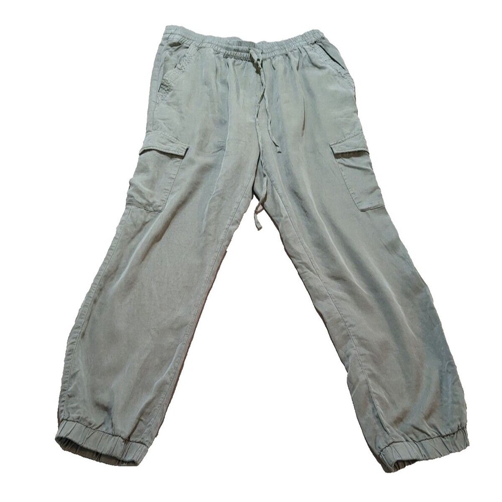 Love Tree Women's Tencel Pants Cargo Joggers Green Drawstring Pull On Size L